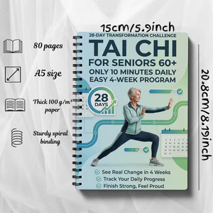 Tai Chi pour les seniors 60+ : Défi de transformation sur 28 jours, livre A5 à spirale, 80 pages, suivi des progrès quotidiens - Product Image 1