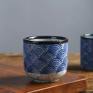 Taza de té de cerámica con diseño de ondas al estilo japonés, taza de té verde de cerámica retro, duradera, taza de café de cerámica - Product Image 4