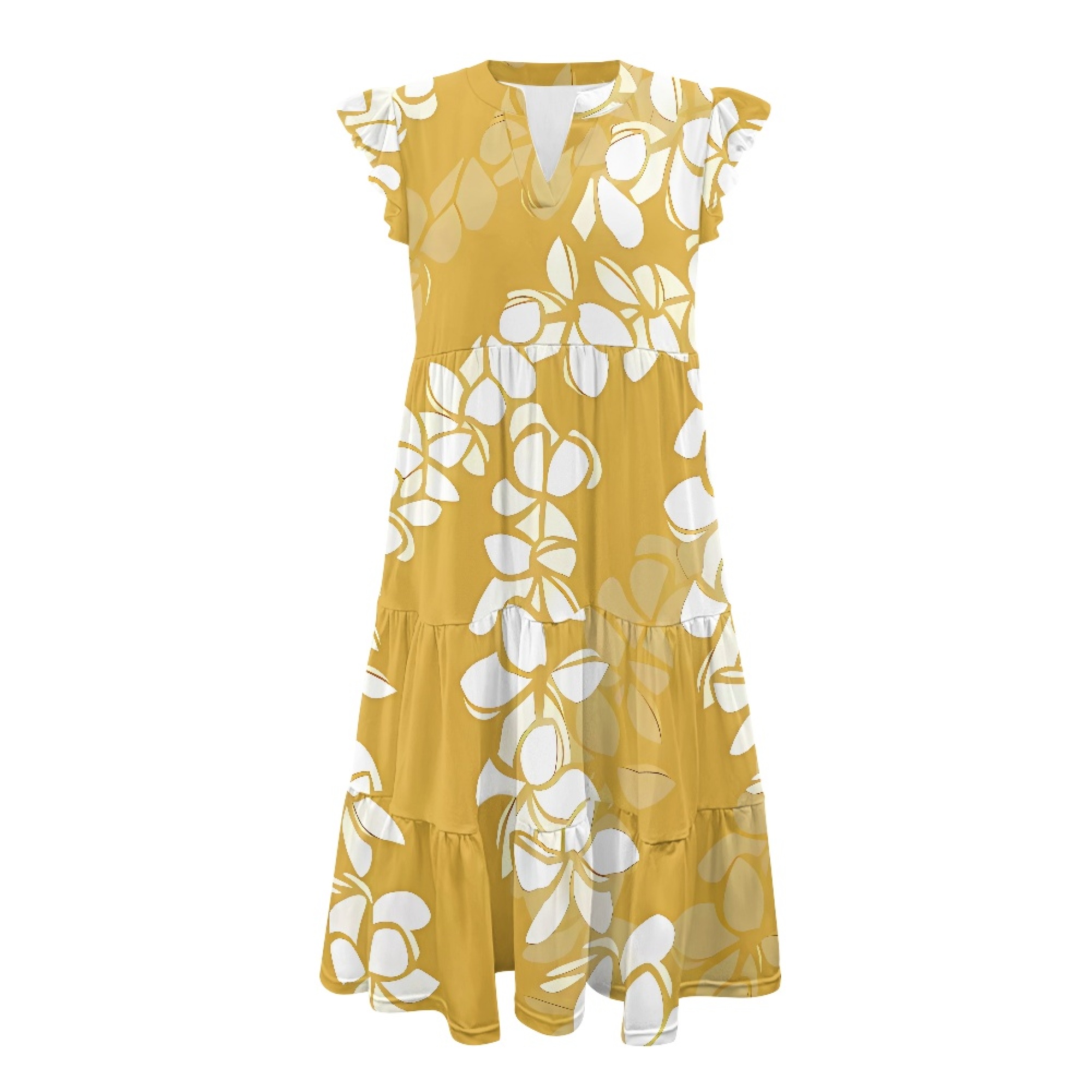 Beautiful Yellow Womens Summer Dresses Floral V Neck Ruffled Hem Spring  Casual Beach Outfits Flowy Wrap Sun Dress with Pockets| Alibaba.com
