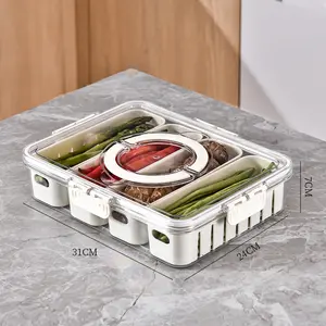 Thiết Kế Riêng Kín Snackle Hộp Lưu Trữ Với Divider Nhựa Chia Phục Vụ Veggie Khay Với Nắp