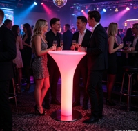 Table de bar haute en plastique LED lumineuse sans fil rechargeable pour hôtel, ferme, plage, pelouse, restaurant