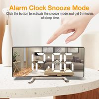 Jam Alarm Elektronik Digital Desain Lengkung Modern Angka LED Catu Daya USB 3 Nada Alarm Tunda Memori Mati Otomatis Kalender