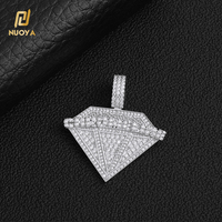 Pendentif NUOYA en argent sterling 925 avec moissanite en forme de diamant, micro-pavé, lettre chromée personnalisée, bijoux hip-hop pour hommes et femmes