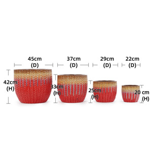 Pot de fleurs en céramique de style américain, motif feuille rouge-or émaillé, avec trou de drainage – Jardinière écologique et durable pour le jardin - Product Image 6