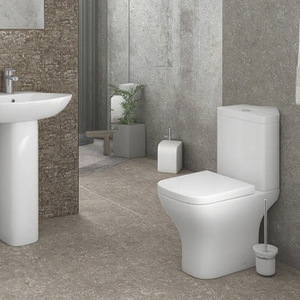 Sanitario de cerámica moderno y elegante personalizado Vaso <span class=keywords><strong>Inodoro</strong></span> Altura cómoda <span class=keywords><strong>Inodoro</strong></span> de esquina sin montura Función de doble descarga Diseño de fácil uso - Product Image 1