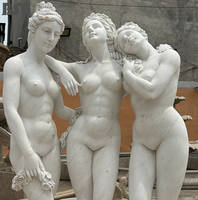 Marbre grandeur nature Art déco sculpté à la main femmes humaines Statue féminine Sculpture de la décoration de la station