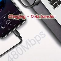 Meilleure vente 1M 3A Nylon tressé Type C Charge rapide USB vers câble de Type C noir bleu pour ordinateur Chargeur de charge rapide