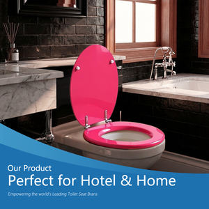 Asiento de Inodoro de Madera Moldeada Rosa MDF, Asiento de Baño Rosa de Cierre Suave, Ajuste <span class=keywords><strong>Universal</strong></span>, Cubierta de Asiento de <span class=keywords><strong>WC</strong></span>, <span class=keywords><strong>Tapa</strong></span> de Inodoro para Baño Familiar - Product Image 3