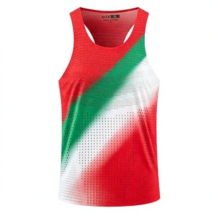 Men's Breathable Mesh <b>Tank</b> <b>Top</b> <b>Green</b> Red Sublimation Print Sporty Sleeveless V-Neck Workout Athletic Wear XL - Product Image 4