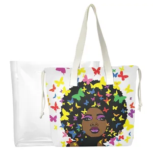 negro louis vuitton bolso Suppliers-Bolso de mano con estampado de holograma para chica africana, personalizado, transparente, TPU, para compras