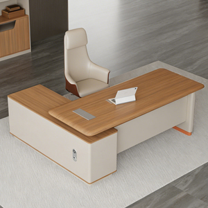 Bureau de direction moderne et luxueux, table de bureau de haute qualité pour manager avec boîte de rangement pour câbles intégrée, mobilier de bureau professionnel haut de gamme - Product Image 2