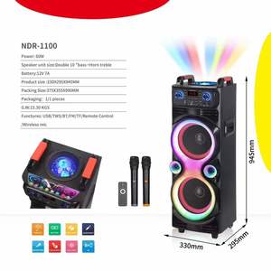 Altavoz Karaoke Portátil OEM <span class=keywords><strong>NDR</strong></span>-1100 de 10 Pulgadas de Alta Potencia para Exteriores con Bluetooth, <span class=keywords><strong>2</strong></span> Micrófonos, Luces LED, para Fiestas, DJ, HIFI, Inalámbrico - Product Image 2