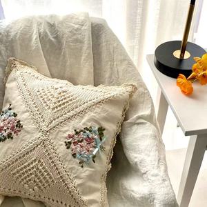 ปลอกหมอนอิงผ้าคอตตอนปักลายริบบิ้นผ้าไหมแฮนด์เมดปลอกหมอนสำหรับการอ่านและการนอน - Product Image 2