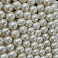 Prix d'usine – Perles d'eau douce naturelles presque rondes de 9-10 mm, blanc éclatant, en vrac, pour la création de bijoux DIY, faible MOQ