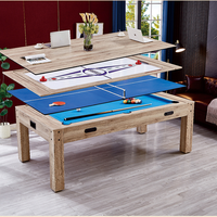8ft 4-in-1 Kombi-Spieltisch aus MDF: Billardtisch/Tischtennistisch/Esstisch/Eishockey-Tisch & Multifunktionale Bank für Heimunterhaltung