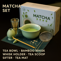Ensemble de thé matcha 7 pièces, bol à matcha, fouet à thé, fouet en bambou sur support, ensemble OEM avec boîte cadeau