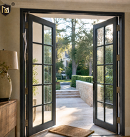 Profilé en acier JUNYAO pour vitrage à grille divisée de porte française, idéal pour les projets de façade extérieure de villas contemporaines