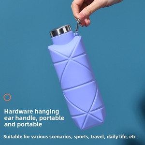 Borraccia Sportiva Pieghevole in Silicone con Motivo a Rombi per Viaggi all'Aperto - Design Portatile - Product Image 1