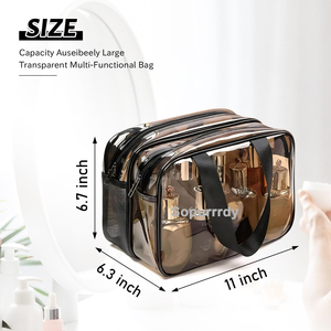 Custom Logo Clear Travel <b>Bag</b> Transparent Makeup <b>Bag</b> with Double Zipper Waterproof and Large-capacity Storage <b>Bag</b> Shopping <b>Bags</b> - Product Image 6