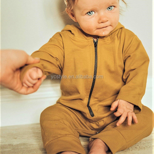 Mono de bebé de algodón de bambú orgánico con media capucha <span class=keywords><strong>y</strong></span> cremallera, pelele personalizado para recién nacido, ropa de dormir para bebé, ropa de bebé. - Product Image 5