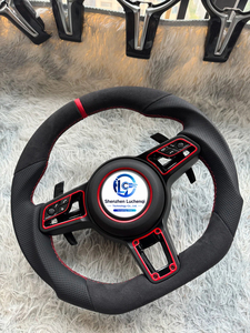 Volant de luxe en fibre de carbone entièrement recouvert de cuir Nappa, remplacement direct pour la gamme complète <span class=keywords><strong>Porsche</strong></span> - Product Image 5