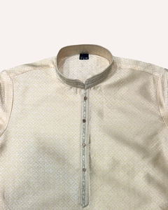 Buy Embroidered Stand-Collar Beige Woven Kurta Elegant Ethnic Wear <b>for</b> Festive and Traditional Occasions Kurta <b>Set</b> - Product Image 6
