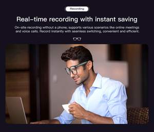 แว่นตาอัจฉริยะ Heycyan L801 AI รุ่นใหม่ พร้อมกล้อง 8MP พิกเซล ถ่ายวิดีโอ ถ่ายภาพ 4GB WiFi รองรับ AI ChatGPT แปลภาษา แว่นกันแดด - Product Image 4