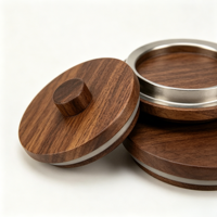 Couvre-tasses en bois, couvercles de tasses en bois personnalisés multi-tailles avec anneau en acier inoxydable, couvercle de remplacement pour tasses à thé avec poignée en bois