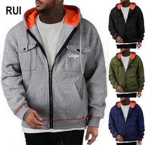 RUIQUWIN Custom <b>Men's</b> Plus Size Winter Jacket Loose Fit Zippered <b>Hoodie</b> with Multiple Pockets Casual Style - Product Image 1
