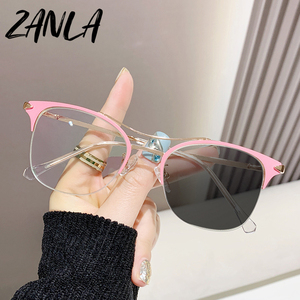 Kacamata miopi wanita, lensa mata <span class=keywords><strong>Retro</strong></span> Fashion romik bingkai persegi bergaya antik pemblokir cahaya biru untuk perempuan 2024 - Product Image 3