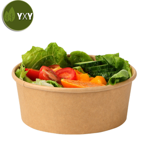 100% Eco Friendly Disposable Brown Kraft <strong>Paper</strong> Salad <strong>Bowl</strong> With LID From YXY Only