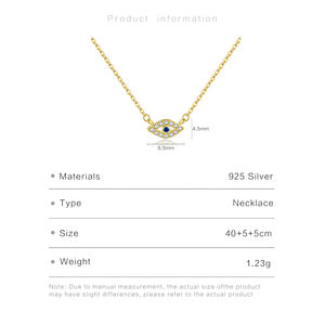 FUAMAY 925 Argent Bleu Evil Stone Eye Charm Collier Chaîne À Maillons Réglable avec Perle pour Cadeau - Product Image 2