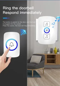 Sonnette sans fil chaude <span class=keywords><strong>Alarme</strong></span> de porte intelligente étanche 120dB Sonneries de sonnette - Product Image 5