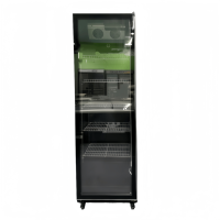 Réfrigérateur commercial noir à refroidissement par ventilateur, porte simple, vertical, pour vin, avec dégivrage automatique et contrôle numérique