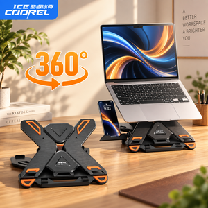 360 °   Support d'ordinateur portable rotatif et pliable avec support pour téléphone, support portable pour ordinateur portable pour le bureau et la maison, OEM ODM - Product Image 2