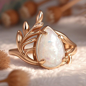 Anello a goccia barocco con foglie e rami per donna, stile palazzo, accessorio gioiello per tutti i giorni e feste - Product Image 5