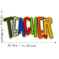 Patchs thermocollants 3D brodés de haute qualité pour enseignants, avec grand logo à paillettes et sequins en chenille, pour vêtements et vestes personnalisés, en gros
