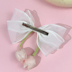 Set <span class=keywords><strong>de</strong></span> Lazos para el Cabello Hechos a Mano con Diseño Romántico Francés, con Flores <span class=keywords><strong>de</strong></span> Tulipán, Borlas y Lazos <span class=keywords><strong>de</strong></span> Satén, Estilo Coquette - Product Image 4