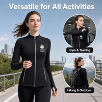 Veste de sport YOUMEI de haute qualité avec poche zippée, haut de yoga vert sans couture pour femme avec trous pour les pouces