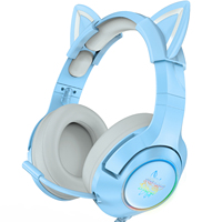 Casque de jeu populaire Onikuma K9 rose avec oreilles de chat, casque supra-auriculaire pour le gaming