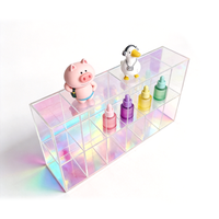 Boîte de rangement pour bijoux en acrylique arc-en-ciel irisé, organisateur de bureau pour strass à ongles, boucles d'oreilles, bagues, figurines et boîtes surprises