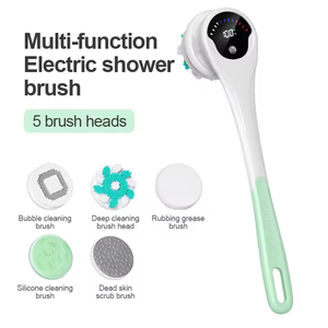 Brosse corporelle électrique rechargeable, étanche IPX6, exfoliante rotative pour SPA, avec 5 têtes de brosse, nettoyage en profondeur, soin du corps sous la douche - Product Image 2