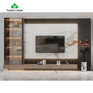 Suporte de TV para sala de estar, móveis de madeira para sala de estar, unidade de smart tv de 85 polegadas, móveis de luxo