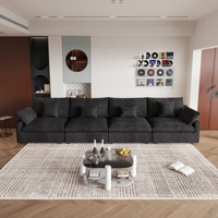 Vente en gros d'usine VOXHOME mobilier moderne pour salon 3 4 5 6 7 places nuage ensemble canapé-lit modulable noir