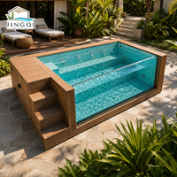 Villa élégante pour propriétaires, jacuzzi extérieur durable avec panneaux transparents, spa en fibre de verre, piscine hors sol en conteneur.