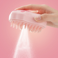 Brosse de toilettage 3-en-1 pour animaux de compagnie : vaporisateur, massage et peigne à vapeur, style patte de chat, avec compartiment pour liquide, pour chats et chiens