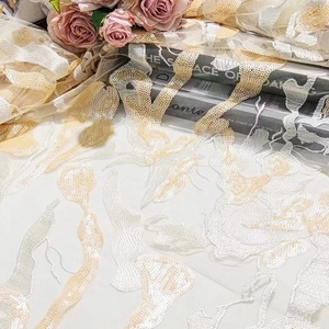 Tela de Encaje de Guipur Floral Multicolor, Encaje de Lujo con Lentejuelas y Pedrería Bordada para Vestido de Fiesta de Boda Nigeriano Aso Ebi - Product Image 5
