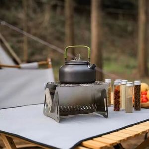 Barbecue portable d'extérieur, type carte en acier inoxydable, pliable, à charbon de bois. - Product Image 3