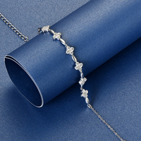 Bracciale da Donna alla Moda con Quadrifoglio Portafortuna in Argento 925 e Moissanite da 2mm, Gioiello Hip Hop Best Seller