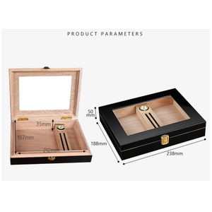 Humidor à cigares en bois noir portable de luxe, boîte de présentation avec hygromètre et humidificateur, boucle de verrouillage scellée pour 16 cigares - Product Image 5